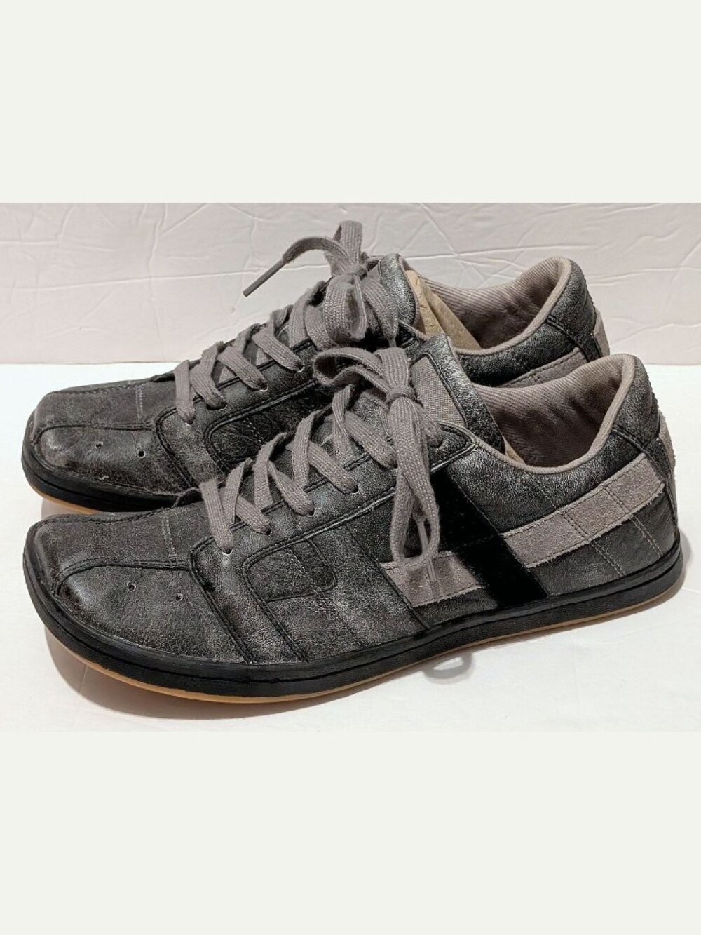 RARE VTG Y2K Diesel Clarita Archival Distressed GREY Square Toe Sneakers US8 WOM